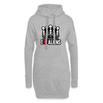 I Love Aliens Alien Fan Group - Hoodie Dress - heather grey - Front