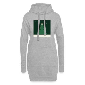Minimalist Christmas Tree Green Star - Hoodie Dress - heather grey - Front