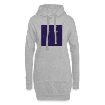 Sternennacht, Mond und violette Spirale - Hoodie-Kleid - Grau meliert - Vorne