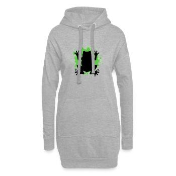 Frog silhouette with green splashes - Hoodie Dress - heather grey - Front