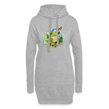 Cute frog in pond magic - Hoodie Dress - heather grey - Front