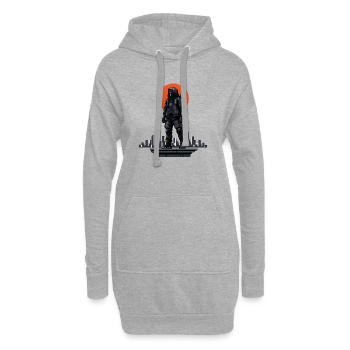 Ninja dans l’ombre devant une ligne d’horizon rouge - Sweat-shirt à capuche long Femme - gris chiné - Devant