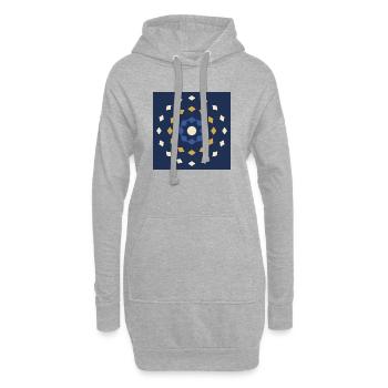 Blue and gold mandalas on a night background - Hoodie Dress - heather grey - Front