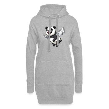 Cute Panda Angel with Wings Cartoon - Hoodie Dress - heather grey - Front