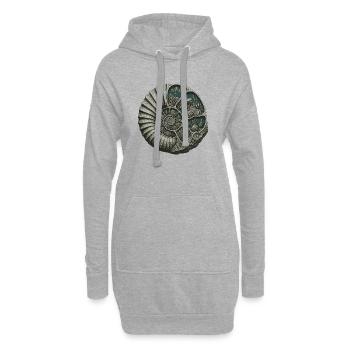 Ammonite Fossil Prehistoric Reef Cutaway - Hoodie Dress - heather grey - Front