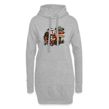 Christmas Penguin - Hoodie Dress - heather grey - Front