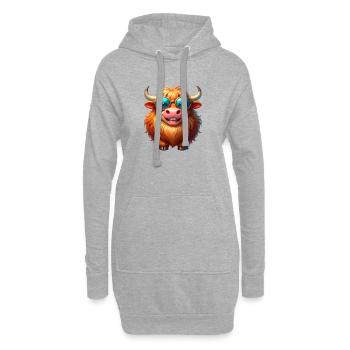 Cool Highland Cattle with Sunglasses – Comic - Hoodie Dress - heather grey - Front