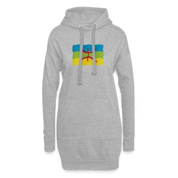 Drapeau amazigh - Sweat-shirt à capuche long Femme - gris chiné - Devant