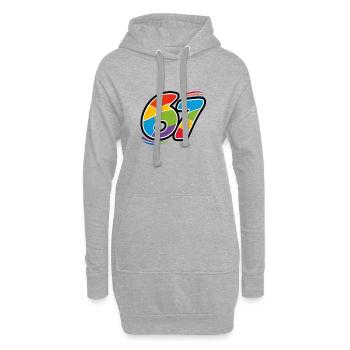 Regenbogenmosaik 67 - Hoodie-Kleid - Grau meliert - Vorne