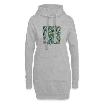 Hortensias bleus – Illustration florale moderne - Sweat-shirt à capuche long Femme - gris chiné - Devant