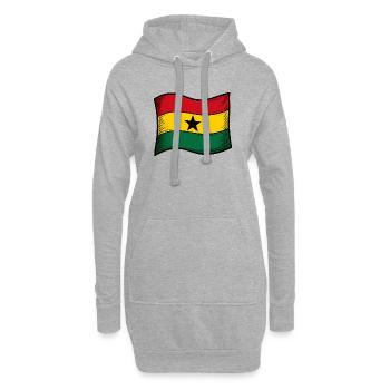 Drapeau du Ghana Étoile rouge or vert - Sweat-shirt à capuche long Femme - gris chiné - Devant