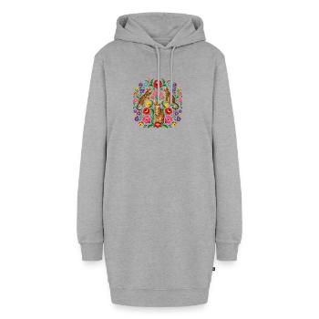 Jardin botanique du Bengale – Folk Art Cats Mandala - Sweat-shirt à capuche long Femme - gris chiné - Devant