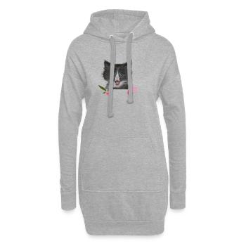 Chaton au cœur - Sweat-shirt à capuche long Femme - gris chiné - Devant