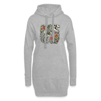 Squelette de T Rex avec des Fleurs - Sweat-shirt à capuche long Femme - gris chiné - Devant