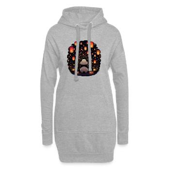 Panda Lantern Festival in the Moonlight - Hoodie Dress - heather grey - Front