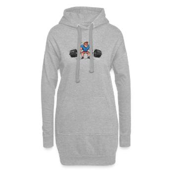 Comic Weightlifter – Strong Man Training - Hoodie Dress - heather grey - Front