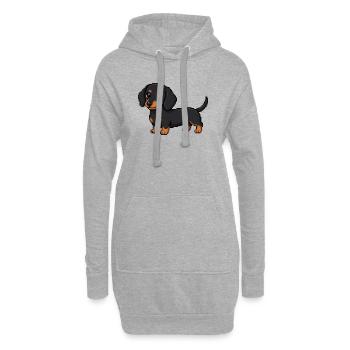 Teckel mignon – Chien rétro en pixel art - Sweat-shirt à capuche long Femme - gris chiné - Devant