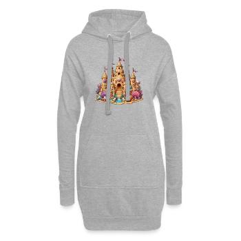 Beach sandcastle with shells - Hoodie Dress - heather grey - Front