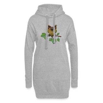 Oiseau-hibou - Sweat-shirt à capuche long Femme - gris chiné - Devant