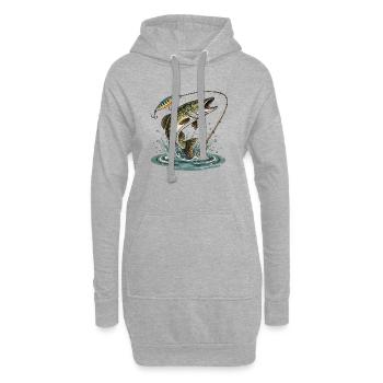 PÊCHE. ATTENDS. ATTRAPE. - Sweat-shirt à capuche long Femme - gris chiné - Devant