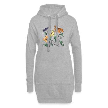 Fleur - Sweat-shirt à capuche long Femme - gris chiné - Devant