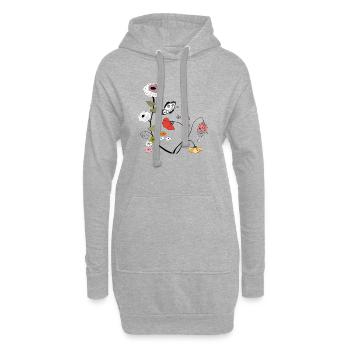 Flowers with Butterfly - Hoodie Dress - heather grey - Front