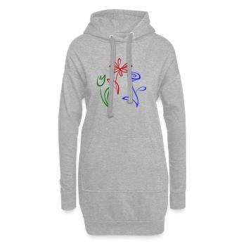 Trois fleurs - Sweat-shirt à capuche long Femme - gris chiné - Devant