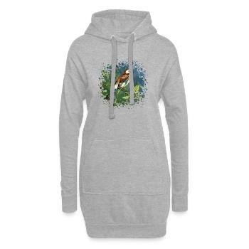 Oiseau coloré - Sweat-shirt à capuche long Femme - gris chiné - Devant
