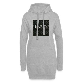 I Love You – Motif Cœurs Répétés - Sweat-shirt à capuche long Femme - gris chiné - Devant