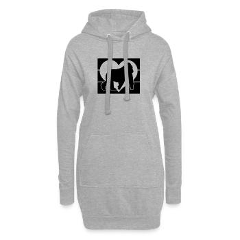 Silhouette du Cœur de Singe - Sweat-shirt à capuche long Femme - gris chiné - Devant