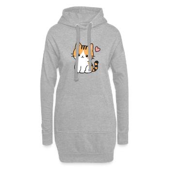 Kawaii Cute Orange Tabby Cat With Heart - Hoodie Dress - heather grey - Front