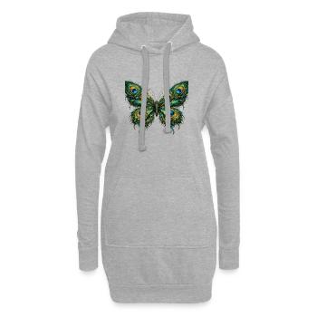 Papillon aux plumes de paon 3 - Sweat-shirt à capuche long Femme - gris chiné - Devant