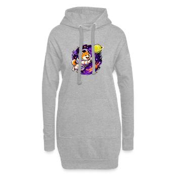 Astronaut dog in colorful space - Hoodie Dress - heather grey - Front
