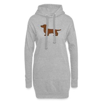 Silhouette de teckel brun - Sweat-shirt à capuche long Femme - gris chiné - Devant