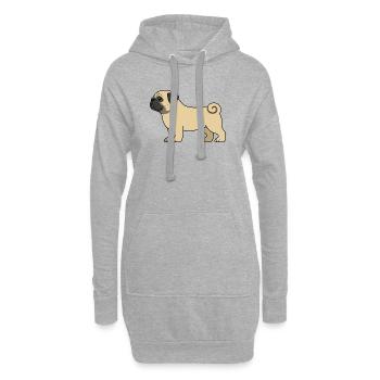 Dessin de dessin animé de carlin - Sweat-shirt à capuche long Femme - gris chiné - Devant