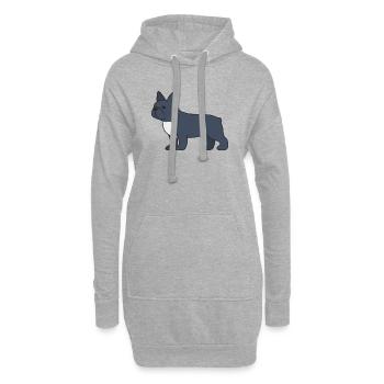 Silhouette du bouledogue français bleu - Sweat-shirt à capuche long Femme - gris chiné - Devant