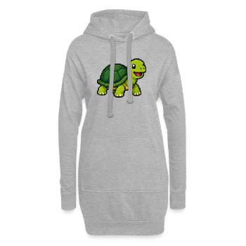 Aventure de la Tortue Pixel - Sweat-shirt à capuche long Femme - gris chiné - Devant