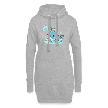 Motif de baleine Bonjour à toi, mignon imprimé - Sweat-shirt à capuche long Femme - gris chiné - Devant