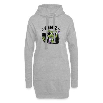 Grenouille de la génération Z avec une esthétique de mème drôle à la Boba Kawaii - Sweat-shirt à capuche long Femme - gris chiné - Devant