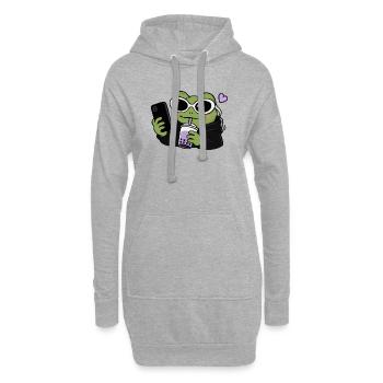 Selfie Boba de la Grenouille de la génération Z Kawaii Esthétique Grenouille drôle - Sweat-shirt à capuche long Femme - gris chiné - Devant