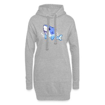 Dessin animé de requin - Sweat-shirt à capuche long Femme - gris chiné - Devant