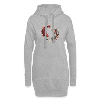 Harmonie du poisson koi - Sweat-shirt à capuche long Femme - gris chiné - Devant
