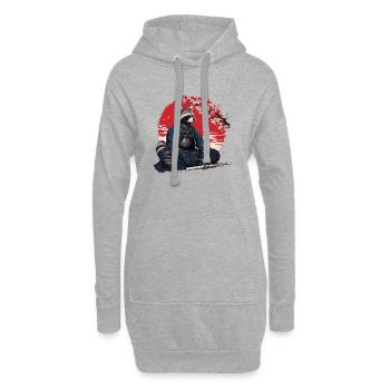 Raccoon, Kendo, Karate, Judo, Akido, Arts Martiaux - Sweat-shirt à capuche long Femme - gris chiné - Devant