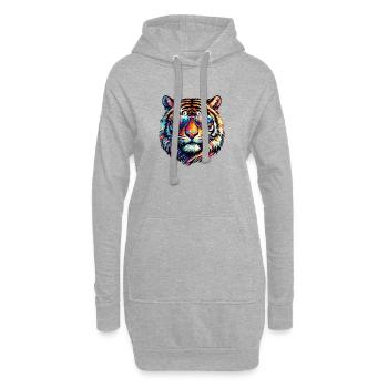 Tigre psychédélique avec des lunettes de soleil - Sweat-shirt à capuche long Femme - gris chiné - Devant