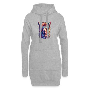 Lama avec des lunettes de soleil fluo - Sweat-shirt à capuche long Femme - gris chiné - Devant