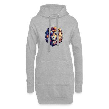 Lion néon avec des lunettes de soleil - Sweat-shirt à capuche long Femme - gris chiné - Devant