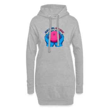 Mains bleues et fruits roses – Pop Art - Sweat-shirt à capuche long Femme - gris chiné - Devant