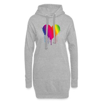 Cœur Arc-en-ciel Goutte - Sweat-shirt à capuche long Femme - gris chiné - Devant