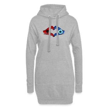 Mains du drapeau de Nazar d’Albanie Forme de cœur utilisées - Sweat-shirt à capuche long Femme - gris chiné - Devant