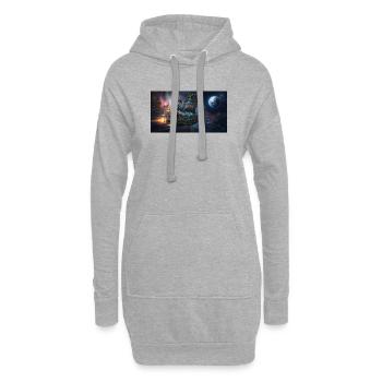 Vaisseau spatial steampunk dans l’espace profond - Sweat-shirt à capuche long Femme - gris chiné - Devant